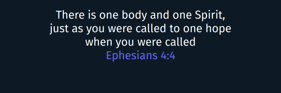 Image has the text "There is one body and one Spirit, just as you were called to one hope when you were called"